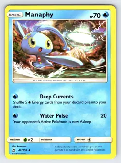 Manaphy 42/156 2018 S&M Ultra Prism Pokemon Card Nintendo Non Holo Uncommon - Lp - Image 1