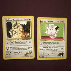 Blaine's Kangaskhan 36/132 2000 Gym Heroes Pokemon Card Erika’s Clefairy 25/132 - Image 1