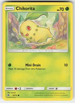 Chikorita 6/214 Common Lost Thunder Pokemon Near Mint - Image 1