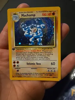 Pokemon TCG Machamp Holo Rare 1st Edition Base Set 8/102 LP - Image 1