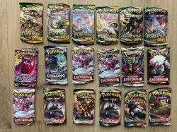 Pokemon Booster Pack Mix Lot of 18 - Evolving Skies Lost Origin Fusion Strike - Image 1