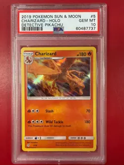 2019 POKEMON SUN & MOON #5 CHARIZARD - HOLO GEM MT PSA 10 DETECTIVE PIKACHU 5/18 - Image 1