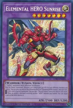 YUGIOH LDS3-EN104 ELEMENTAL HERO SUNRISE SECRET RARE NEAR MINT (NM) - Image 1