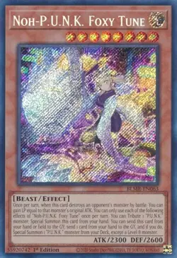 YUGIOH 1ST ED BLMR-EN063 NOH-P.U.N.K. FOXY TUNE SECRET RARE NEAR MINT (NM) - Image 1