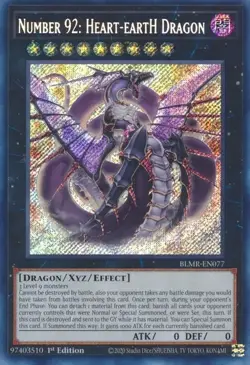 YUGIOH 1ST BLMR-EN077 NUMBER 92: HEART-EARTH DRAGON SECRET RARE NEAR MINT (NM) - Image 1