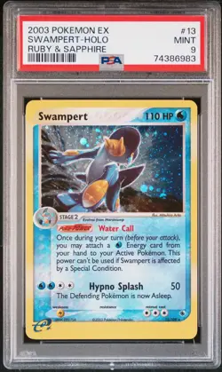 2003 POKEMON EX RUBY & SAPPHIRE #13 SWAMPERT-HOLO PSA 9 - Image 1