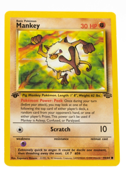 Mankey Pokemon Jungle 55/64 1st Edition Non-Holo LP - Image 1