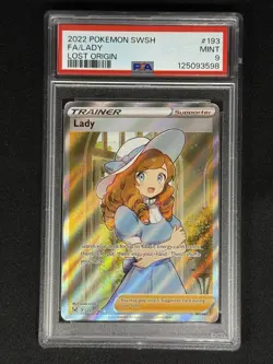 Pokemon Lady 193/196 Trainer Waifu Ultra Rare FA Full Art Lost Origin PSA 9 MINT - Image 1