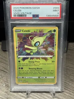 2020 POKEMON SWORD & SHIELD VIVID VOLTAGE #009 CELEBI PSA 9 - Image 1