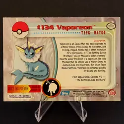 Vaporeon #134 - Topps TV Animation Series 3 Set Pokemon TCG - Vintage 2000 - Image 2