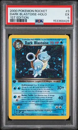 ** PSA 5 ** Pokemon TCG Dark Blastoise 1st Edition Holo Team Rocket 3/82 2000- - Image 1