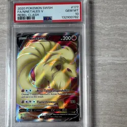 Pokemon Ninetales V Full Art Holo 177/192 Rebel Clash English PSA 10 - Image 1