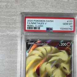Pokemon Ninetales V Full Art Holo 177/192 Rebel Clash English PSA 10 - Image 5