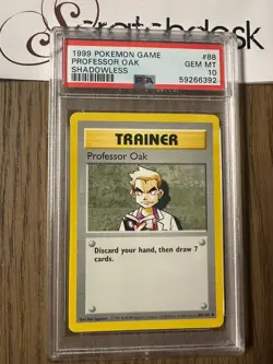 PSA 10 - Pokemon PROFESSOR OAK 88/102 - SHADOWLESS BASE SET Trainer - GEM MINT - Image 1