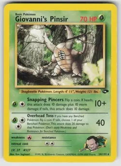 Giovanni's Pinsir 24/132 Rare Gym Challenge Pokemon Unlimited Moderately Played - Image 1