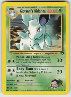 Giovanni's Nidorina 44/132 Uncommon Gym Challenge Pokemon Unlimited HP - Image 1