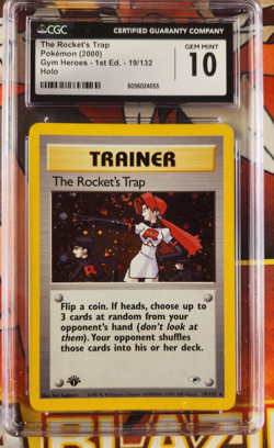2000 Pokemon The Rocket's Trap 19/132 1st Edition Holo SWIRL cgc 10 Gym Heroes - Image 1