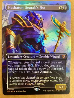 MTG 1x FOIL BORDERLESS Hashaton, Scarab's Fist # 1 Aetherdrift Magic the x1 NM - Image 1