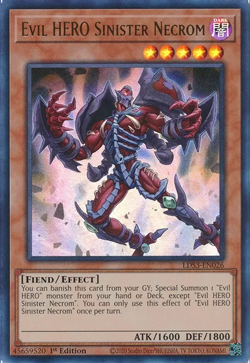 3x YUGIOH LDS3-EN026 EVIL HERO SINISTER NECROM ULTRA RARE NEAR MINT (NM) - Image 1