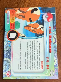 1999 Topps Pokemon TV #14 Kakuna Silver Foil (B) Blue Logo (Smooth 1st Print) - Image 2