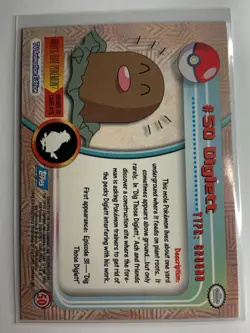 1999 Topps Pokemon TV #50 Diglett (D) Silver Foil Blue Logo FREE COMBINED SHIP - Image 2