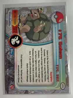1999 Topps Pokemon TV #76 Golem (B) Silver Foil Blue Logo FREE COMBINED SHIP - Image 2