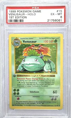 Pokemon 1999 Base Set VENUSAUR 1ST EDITION SHADOWLESS Holo PSA 6 EX-MT #15 WOTC! - Image 1