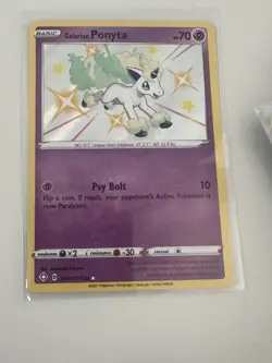 Pokemon Card - Galarian Ponyta Shining Fates SV047/SV122 Shiny Holo Rare - Image 1