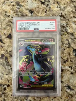 Pokemon 2025 Mega Charizard X EX 109/094 Full Art Holo Ultra Rare PSA 9 - Image 1