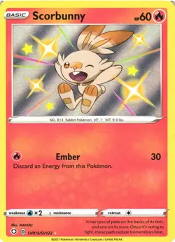 SCORBUNNY SV015/SV122 SHINY RARE SHINING FATES SHINY VAULT POKEMON NEAR MINT - Image 2