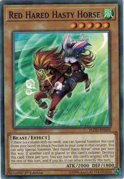 Yugioh FLOD-EN034 Red Hared Hasty Horse Short Print 1ST ED NM - Image 1