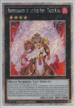 3X YUGIOH CT11-EN001 BROTHERHOOD OF THE FIRE FIST - TIGER KING SECRET RARE NM - Image 1