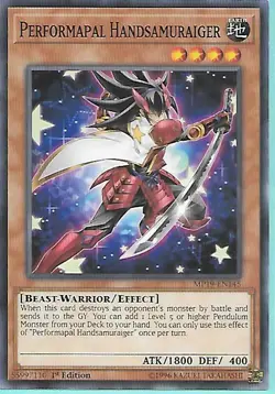 3x Yugioh MP19-EN145 Performapal Handsamuraiger Common Near Mint 1st Edition - Image 1