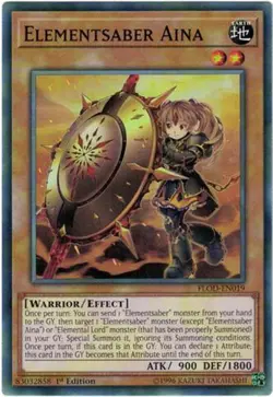 3X Yugioh FLOD-EN019 Elementsaber Aina Common 1ST ED NM - Image 1