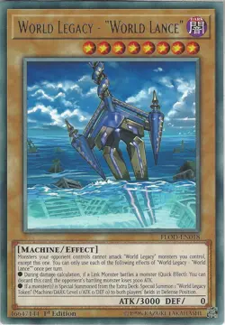 3X Yugioh FLOD-EN018 World Legacy - "World Lance" Rare 1ST ED NM - Image 1