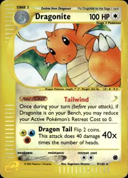 Pokemon Dragonite 9/165 Expedition Reverse Holo Rare Heavily Played - Image 1