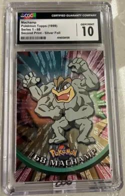 Machamp CGC 10 Pokemon Topps Series 1 68 Second Print Silver Foil Nintendo 1999 - Image 3