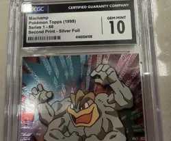 Machamp CGC 10 Pokemon Topps Series 1 68 Second Print Silver Foil Nintendo 1999 - Image 4