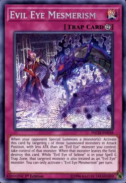 3x Yugioh INCH-EN038 Evil Eye Mesmerism Secret Rare 1st Edition Near Mint - Image 1