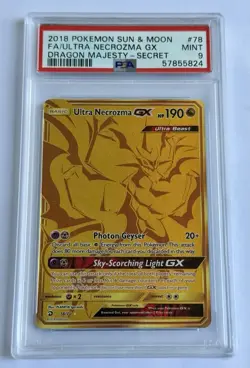 Pokemon Ultra Necrozma GX Dragon Majesty Secret Rare #78 2018 PSA 9 - Image 1