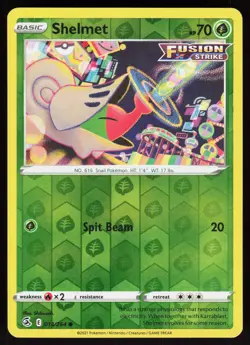 Shelmet 013/264 Common Fusion Strike Pokemon Reverse Holo Lightly Played - Image 1