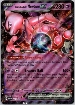 Team Rocket's Mewtwo ex 205 Jumbo Card Pokemon NM - Image 1