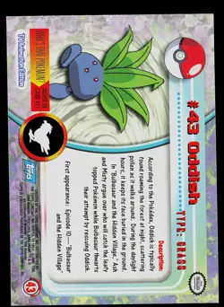 Pokemon Card - Topps Blue Logo TV Animation Edition Oddish #43 Foil - Image 2