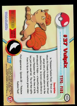 Pokemon Card - Topps Blue Logo TV Animation Edition Vulpix #37 Foil - Image 2