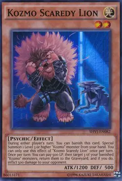 3x Yugioh SHVI-EN082 Kozmo Scaredy Lion Super Rare Unlimited - Near Mint - Image 1