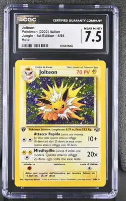 CGC 7.5 ITALIAN Jolteon 2000 Jungle 1st Edition 4/64 Holo SWIRL Pokemon Card - Image 1