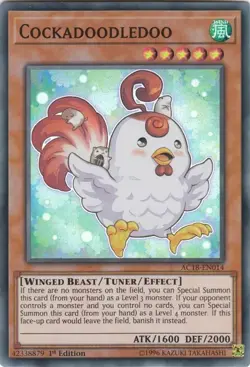 3x YUGIOH 1ST ED AC18-EN014 COCKADOODLEDOO SUPER RARE NEAR MINT (NM) - Image 1