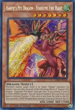 YUGIOH LDS3-EN138 HARPIE'S PET DRAGON - FEARSOME FIRE SECRET RARE NEAR MINT (NM) - Image 1