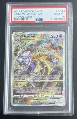 Pokemon Mewtwo VSTAR GG44/GG70 SWSH Crown Zenith Ultra Rare Holo PSA 10 - Image 1