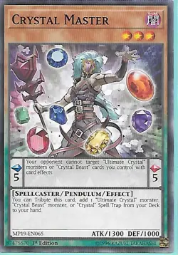 3x Yugioh MP19-EN065 Crystal Master Common Near Mint 1st Edition - Image 1